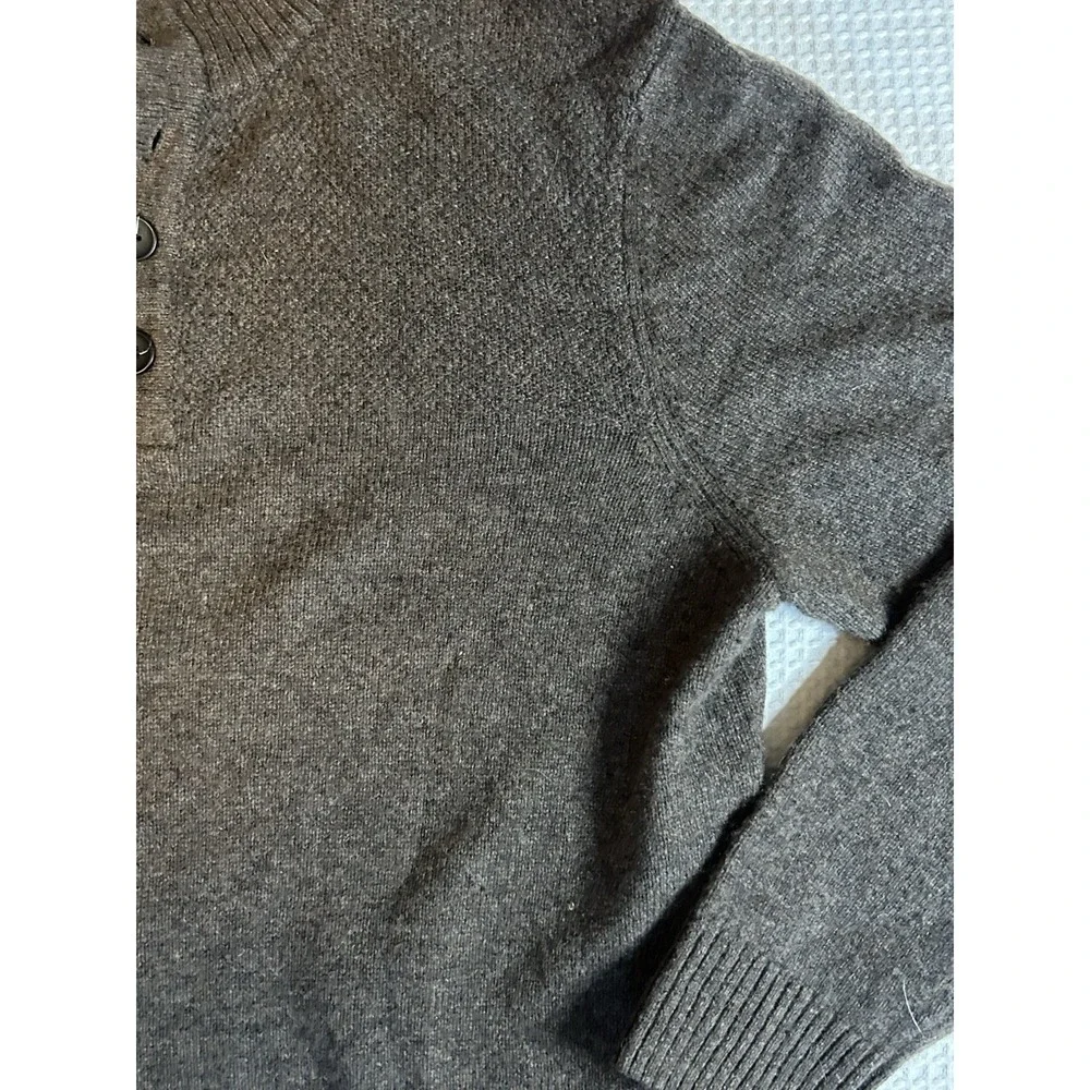 Telluride Brown Sweater Mens XL Brown Lambswool Blend 1/4 Quarter Button XL